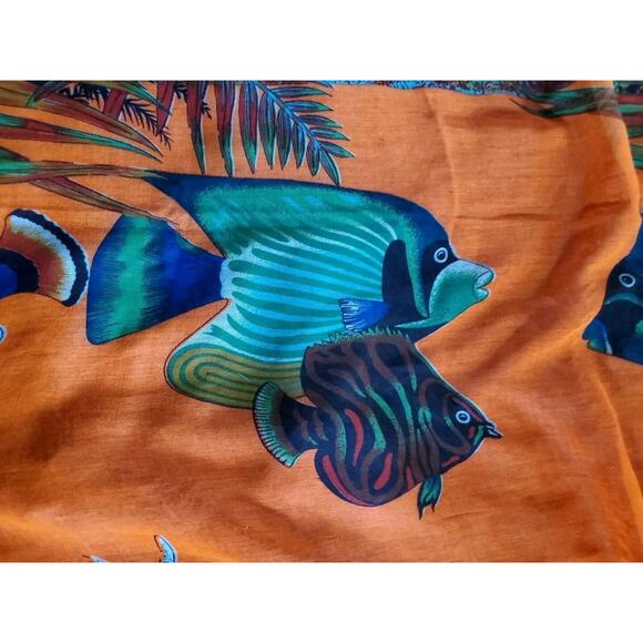 Tropical Beachy Colorful Fish Sarong Wrap Soft Vacation Cruise Scarf 42" X 68" - Picture 2 of 8